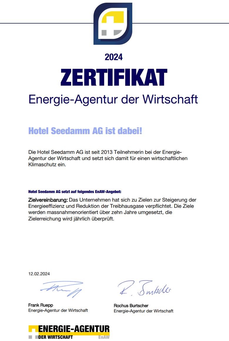 Zertifikat Energie-Agentur der Wirtschaft